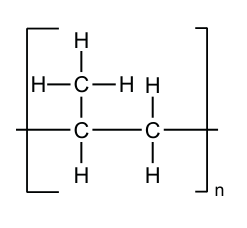 Chemical structure of an addition polymer with repeating unit shown.