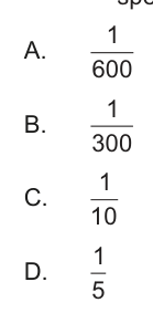 Multiple choice options for question 10, showing numerical fractions.